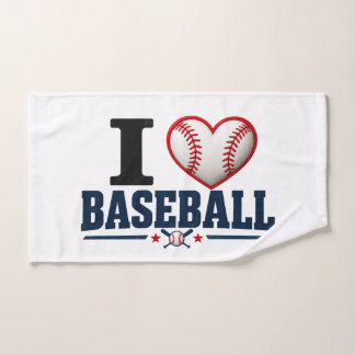 I Love Baseball Classic American Sports Heart Hand Towel