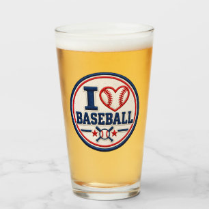 I Love Baseball Drinking Glass Baseball Lover Sp