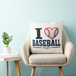I Love Baseball Throw Pillow Baseball Dad Cushio