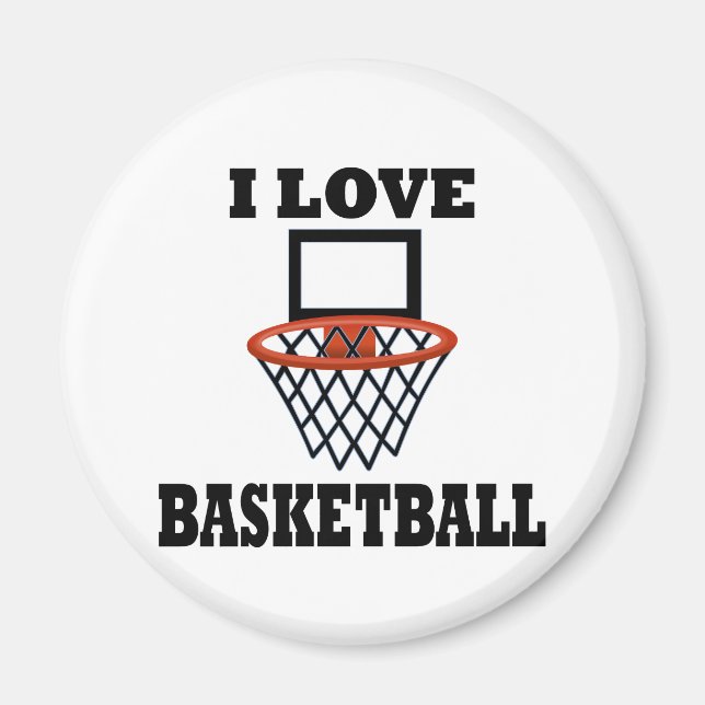 I Love Basket Basketball Magnet (Front)