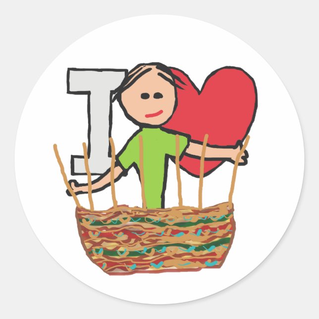 I Love Basket Weaving Classic Round Sticker (Front)