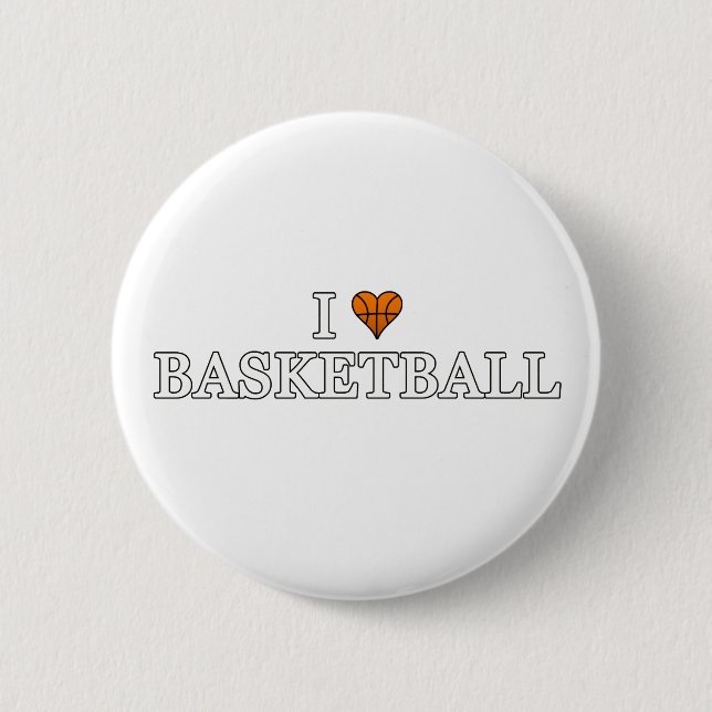 I Love Basketball 2 Inch Round Button (Front)