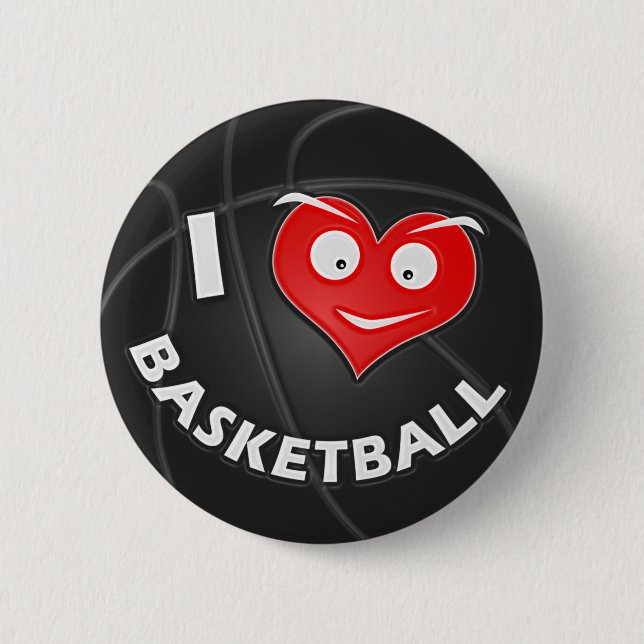I Love Basketball 2 Inch Round Button (Front)