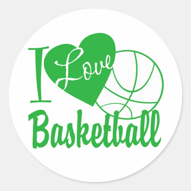 I Love Basketball Classic Round Sticker (Front)