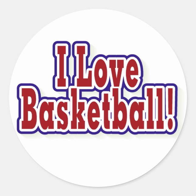 I Love Basketball Classic Round Sticker (Front)