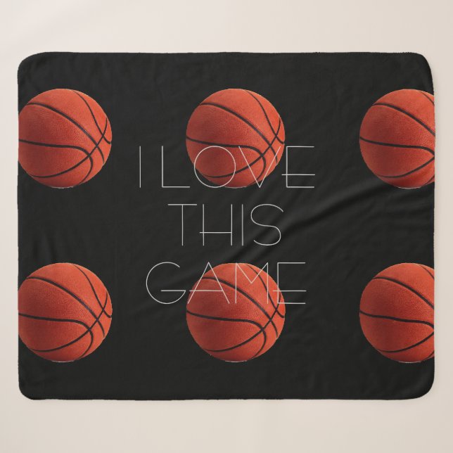 I Love Basketball Close-Up Sherpa Blanket (Front (Horizontal))