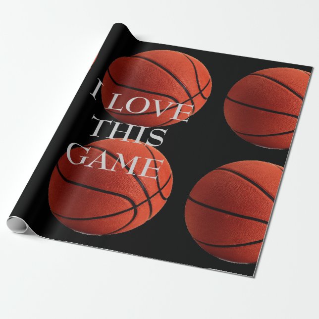 I Love Basketball Close-Up  Wrapping Paper (Unrolled)