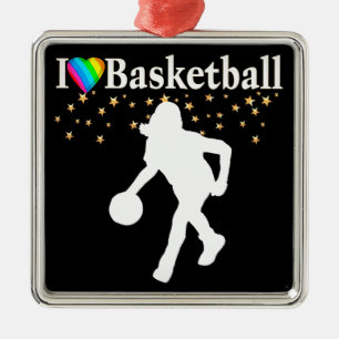 I LOVE BASKETBALL DESIGN METAL ORNAMENT