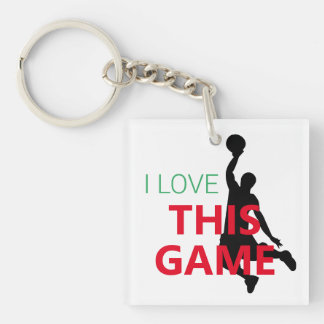 I Love Basketball Game Keychain