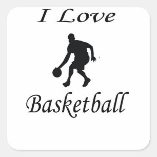I Love Basketball Square Sticker