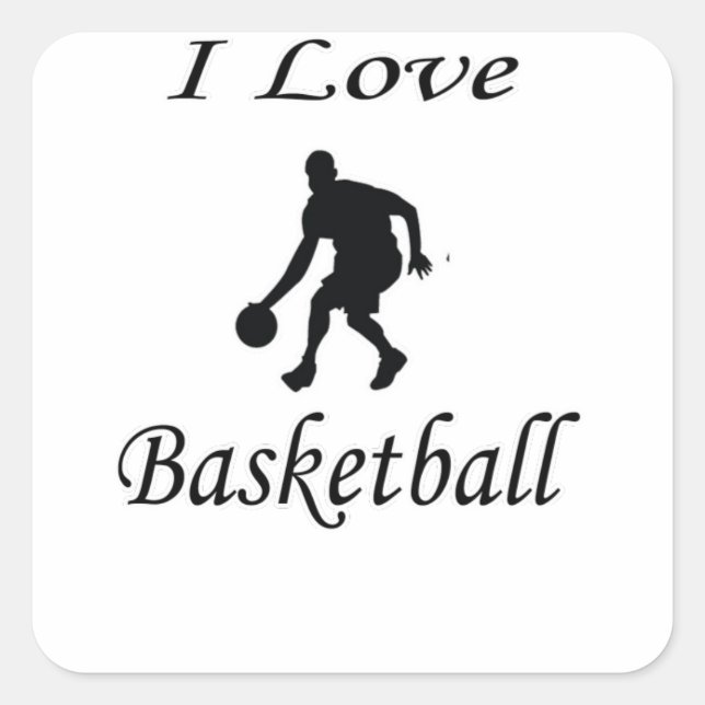 I Love Basketball Square Sticker (Front)