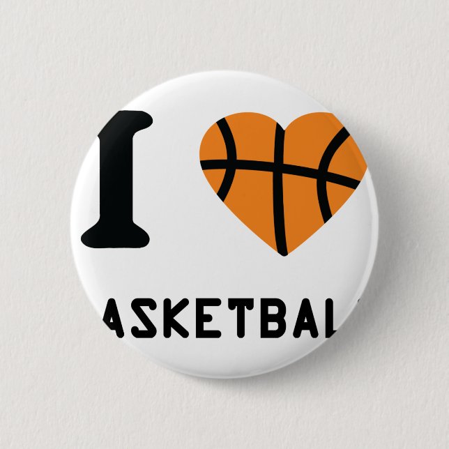 I love basketball symbol 2 inch round button (Front)