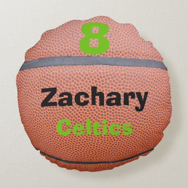 I Love Basketball Team Joueur Coussin rond (Dos)