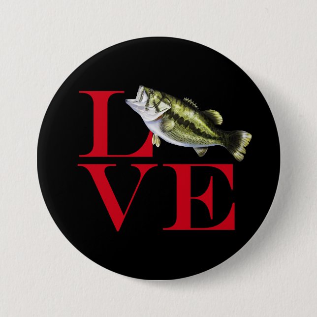 I Love Bass 3 Inch Round Button (Front)