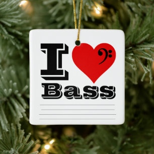 I Love Bass Ceramic Ornament