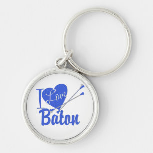 I Love Baton Keychain
