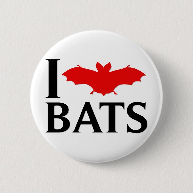I Love Bats 2 Inch Round Button (Front)