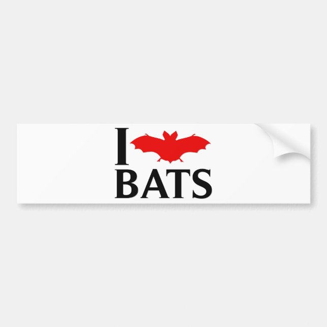 I Love Bats Bumper Sticker (Front)