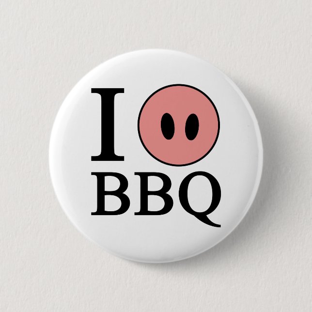 I Love BBQ 2 Inch Round Button (Front)