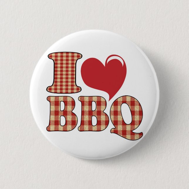 I Love BBQ 2 Inch Round Button (Front)