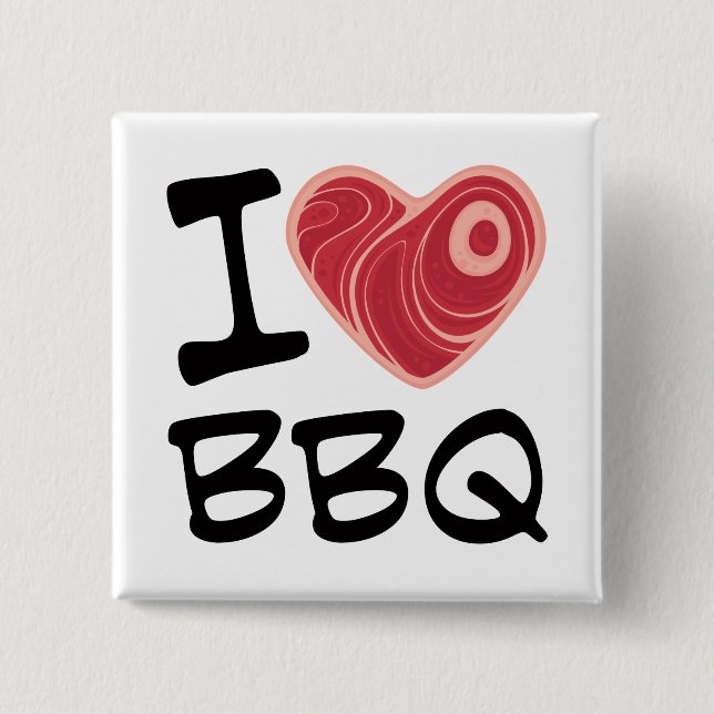 I Love BBQ 2 Inch Square Button (Front)