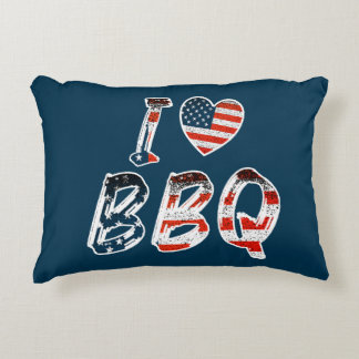 I Love BBQ, American Patriotic Accent Pillow