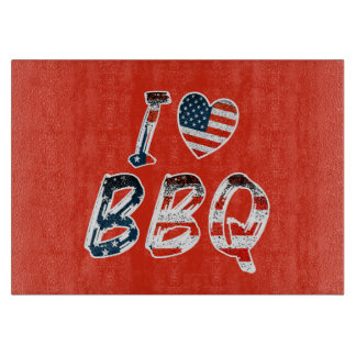 I Love BBQ, American Patriotic Cutting Board