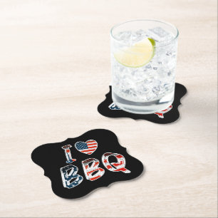 I love bbq, American patriotic Paper Coaster