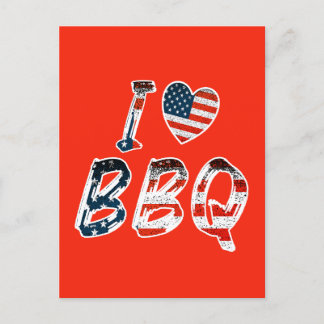 I love BBQ, American patriotic Postcard