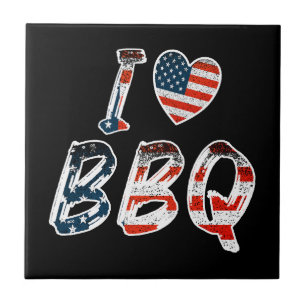 I love bbq, American patriotic Tile
