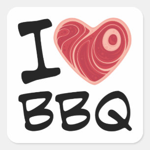 I Love BBQ Square Sticker