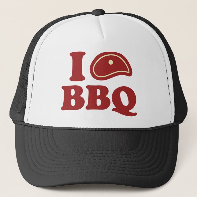 I Love BBQ Trucker Hat (Front)