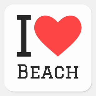 I love beach square sticker
