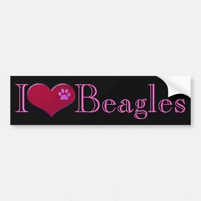 I Love Beagles Bumper Sticker (Front)