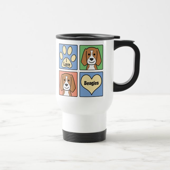 I Love Beagles Travel Mug (Right)