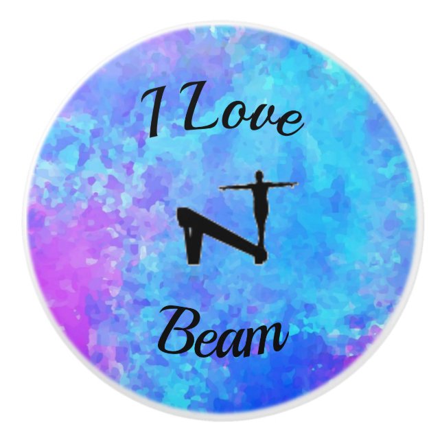 I LOVE BEAM - GYMNASTICS Ceramic Pull Knobs (Front)