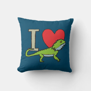 I Love Bearded Dragons Throw Pillow