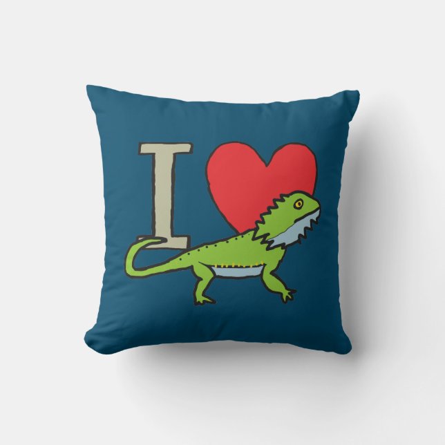 I Love Bearded Dragons Throw Pillow (Front)