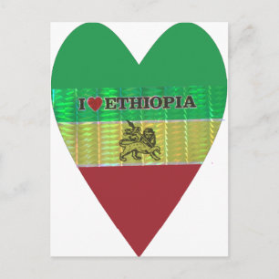 I love Beautiful Ethiopia National Flag Colour Art Postcard