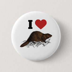 I Love Beaver 2 Inch Round Button