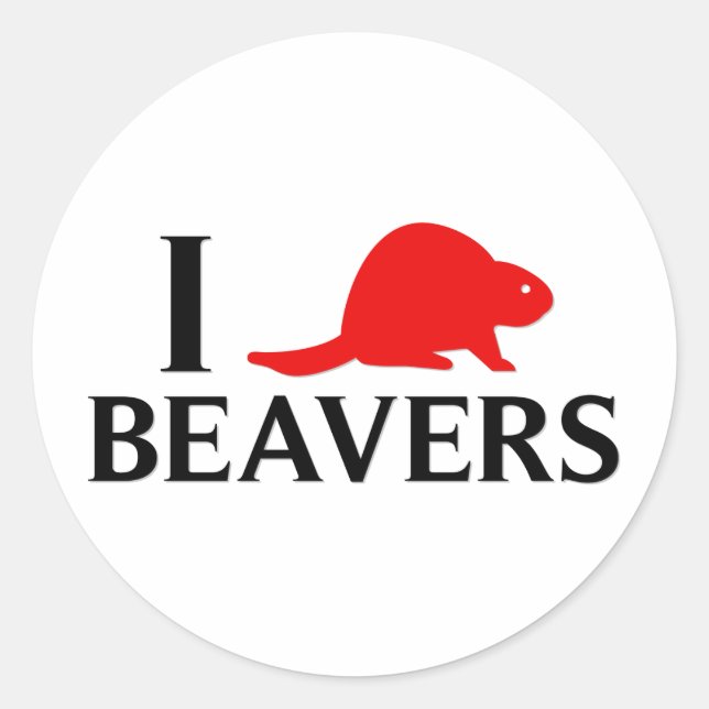 I Love Beavers Classic Round Sticker (Front)