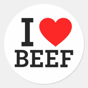 I Love Beef Classic Round Sticker