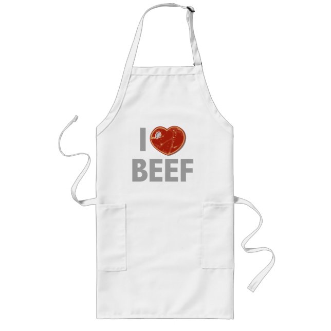 I Love Beef Long Apron (Front)