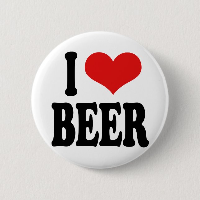 I Love Beer 2 Inch Round Button (Front)