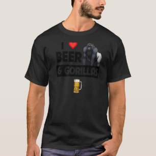 I Love Beer and Gorillas Drinking Ape Wildlife Mon T-Shirt