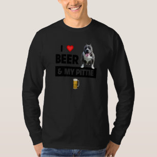 I Love Beer And My Pittie Mom Dad Pitbull Dog Dri T-Shirt