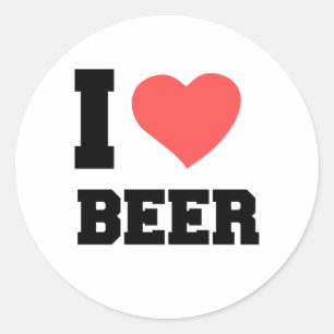 I LOVE BEER CLASSIC ROUND STICKER