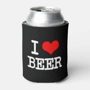 I Love Beer funny beer can cooler sleeve
