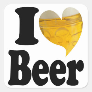 I Love Beer Heart Square Sticker