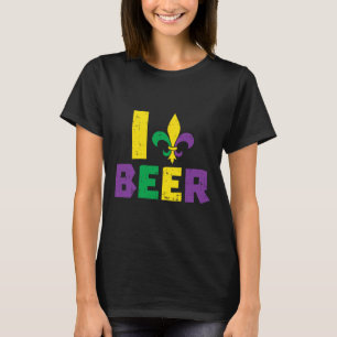 I Love Beer Jester Hat Drinking Team Fun Mardi Gra T-Shirt